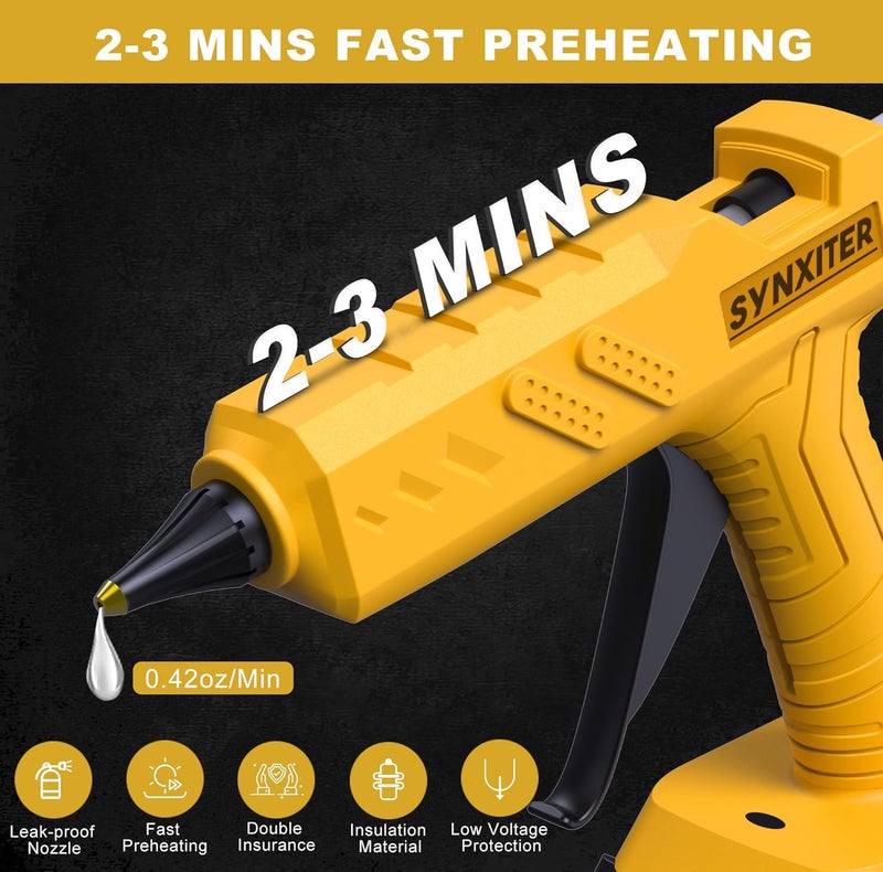 Synxiter Hot Glue Gun, 20V Cordless Glue Gun with 30 PCS Full Size Glue Sticks, 3.5Ah Rechargeable Battery Glue Gun Kit for DIY, Arts & Craft, Repair Furniture, School - Image 3